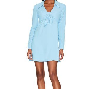 NWT Revolve Amanda Uprichard Quinlin Mini Dress Blue Crepe Size Large L Tie